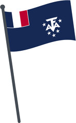 Fototapeta premium French Southern flag waving on pole. national flag pole transparent.