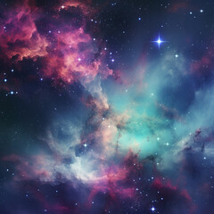 Obraz premium Abstract and Colorful space galaxy cloud nebula background wallpaper generative AI