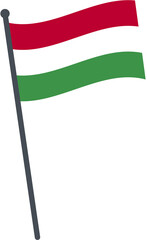 Hungary flag waving on pole. national flag pole transparent.