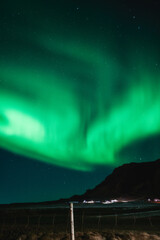 mountains at night with northern lights