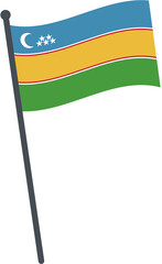 Karakalpakstan flag waving on pole. national flag pole transparent.