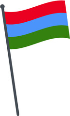 Karelia flag waving on pole. national flag pole transparent.