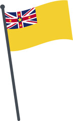 Niue flag waving on pole. national flag pole transparent.