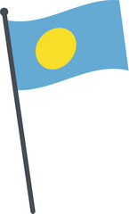 Palau flag waving on pole. national flag pole transparent.