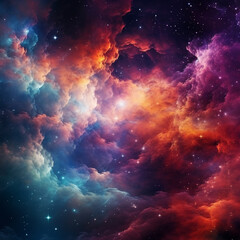 Abstract and Colorful space galaxy cloud nebula background wallpaper generative AI