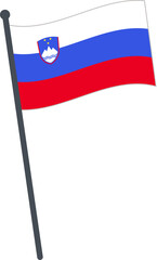 Slovenia flag waving on pole. national flag pole transparent.