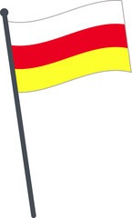 South Ossetia flag waving on pole. national flag pole transparent.