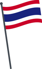 thailand flag waving on pole. national flag pole transparent.