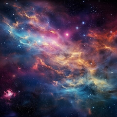 Obraz premium Abstract and Colorful space galaxy cloud nebula background wallpaper generative AI