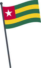 Togo flag waving on pole. national flag pole transparent.