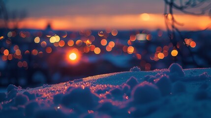 The stillness of the winter night is broken by the presence of brilliant light pillars spanning across the horizon.