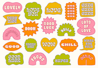 Set of Fun and Bright Text Stickers