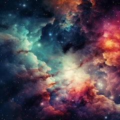 Abstract and Colorful space galaxy cloud nebula background wallpaper generative AI