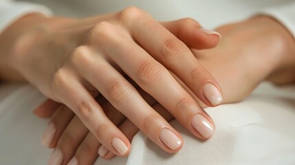 Naklejka premium a woman's hands with natural nails.