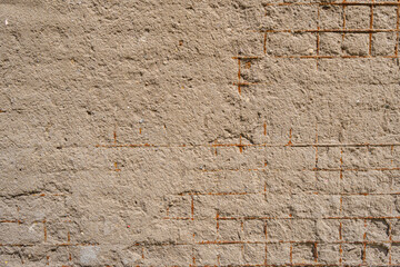 Iron reinforcement in a concrete wall. Abstract construction background.