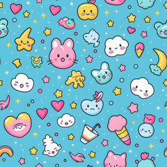 Fototapeta premium Seamless pattern,unicon kawaii.