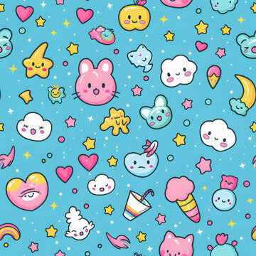 Seamless pattern,unicon kawaii.