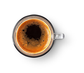 espresso coffee with shadow isolated on transparent background