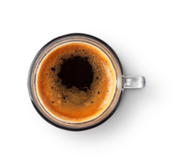 espresso coffee with shadow isolated on transparent background