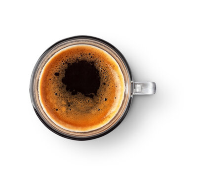 espresso coffee with shadow isolated on transparent background