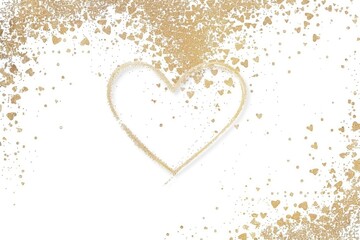 Golden Heart Glitter Sparkle on White Background Valentine's Concept