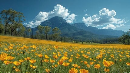Fototapeta premium A field of bright yellow canola flowers in full bloom.