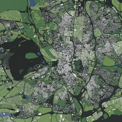 3D illustration of city and urban in Madrid Spain