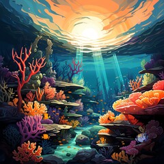 Image of a beautiful and vibrant coral reef with a stunning array of colors and life