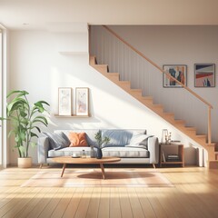 Generate an image of 3D rendering of a living room