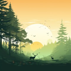 An image of  a beautiful sunset in the forest