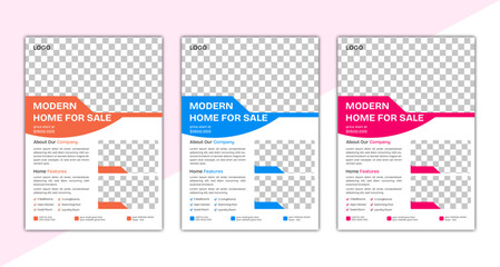 Simple clean and modern Layout with Elements Real estate flyer design print ready.