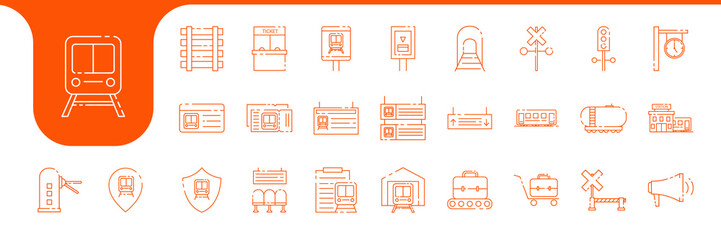 train transport line icon set collection vector design