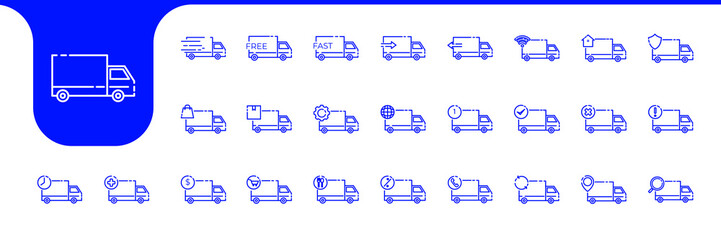 delivery car line art simple minimal modern icon set collection vector design