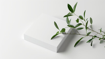 Business card mockup with a plant, isolated white background, customizable with your design,