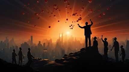 Business Success Concept, A volunteer making a positive impact in their community. surrealistic Illustration image,