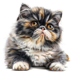 Clipart illustration of exotic shorthair cat breeds on a white background. Suitable for crafting and digital design projects.[A-0002]