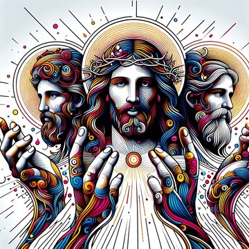 Jesus christy people with their hands in their hands image has illustrative card design harmony.