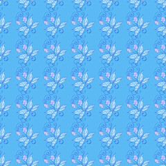Hand drawn small flowers pattern design with color background.