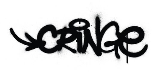 Graffiti cringe word sprayed in black over white