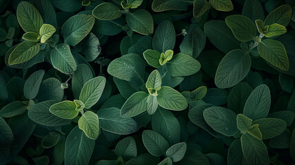 Fresh sage leaves on a dark background