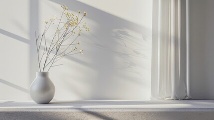 A pink and blue room with a red chair and a white table