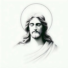 A drawing of a jesus christ with long hair photos card design has illustrative.