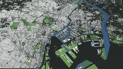 3D illustration of city and urban in Tokyo Japan