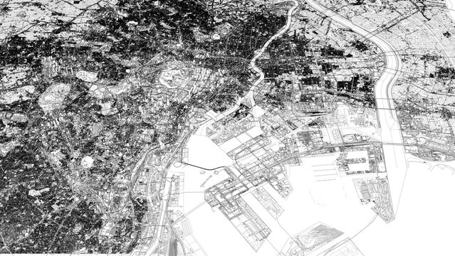3D illustration of city and urban in Tokyo Japan