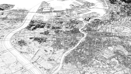 Obraz premium 3D illustration of city and urban in Tokyo Japan
