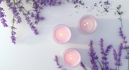 mockup with a purple background candles and lavender