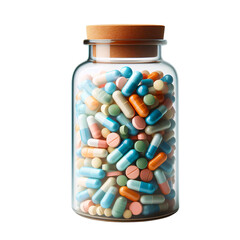 Bottle of pills isolated on a transparent background PNG Image, Medical 
