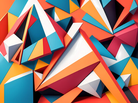 Modern colorful distorted triangles abstract background. Generative ai