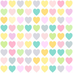 Faded pastels colors hearts seamless pattern