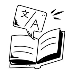 Ready to use doodle icon of a language guide 